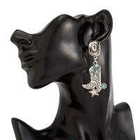 Thumbnail for Hippie Turquoise Inlaid Boot Cowboy Hat Star Dangle Earrings - ArtGalleryZen
