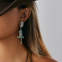 Thumbnail for Hippie Turquoise Inlaid Boot Cowboy Hat Star Dangle Earrings - ArtGalleryZen