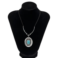 Thumbnail for Hippie Turquoise Inlaid Cowboy Hat Pendant Velvet Necklace