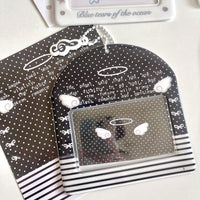 Thumbnail for Horizontal Black White Piano Melody Heart Kpop Keychain Photocard Holder - ArtGalleryZen