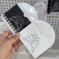 Thumbnail for Horizontal Black White Piano Melody Heart Kpop Keychain Photocard Holder - ArtGalleryZen