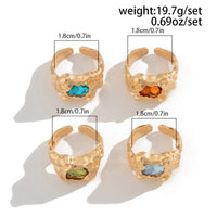 Thumbnail for Irregular 4Pcs Gold Silver Plated Crystal Inlaid Open Ring Set - ArtGalleryZen