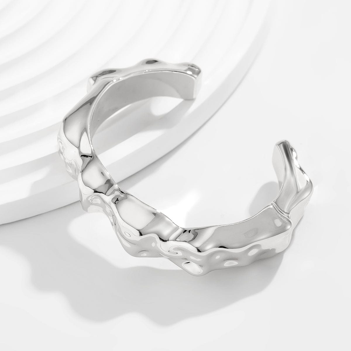 Irregular Abstract Lava Open Bangle Bracelet
