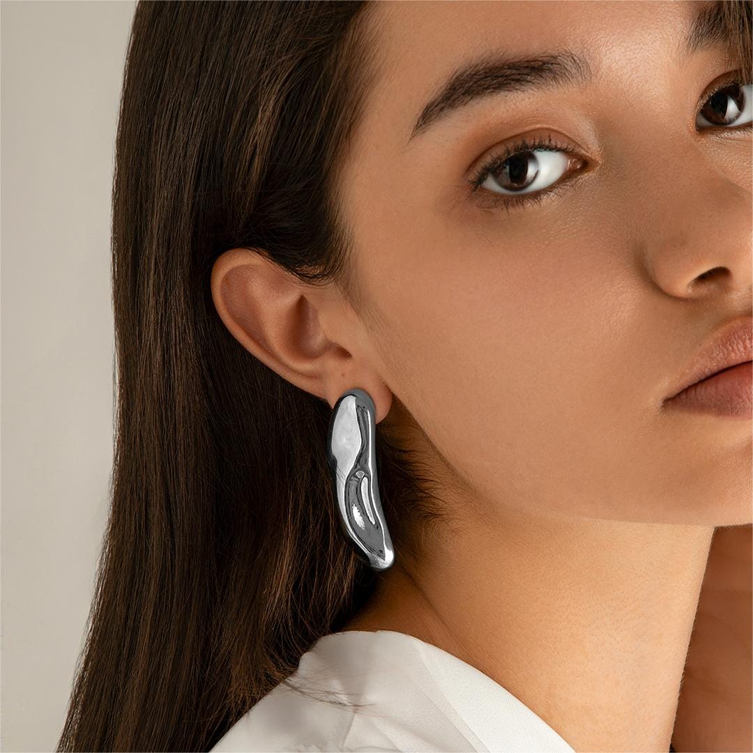 Irregular Asymmetric Glossy Waterdrop Earrings