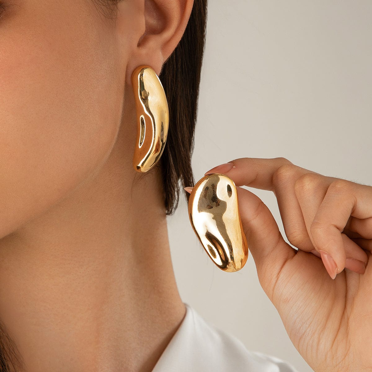 Irregular Asymmetric Glossy Waterdrop Earrings