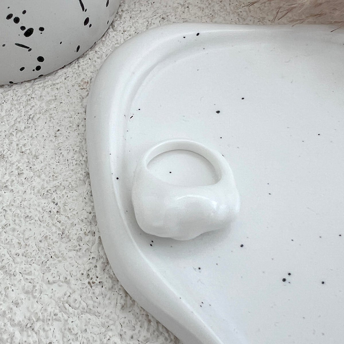 Irregular Chunky Black And White Resin Ring - ArtGalleryZen