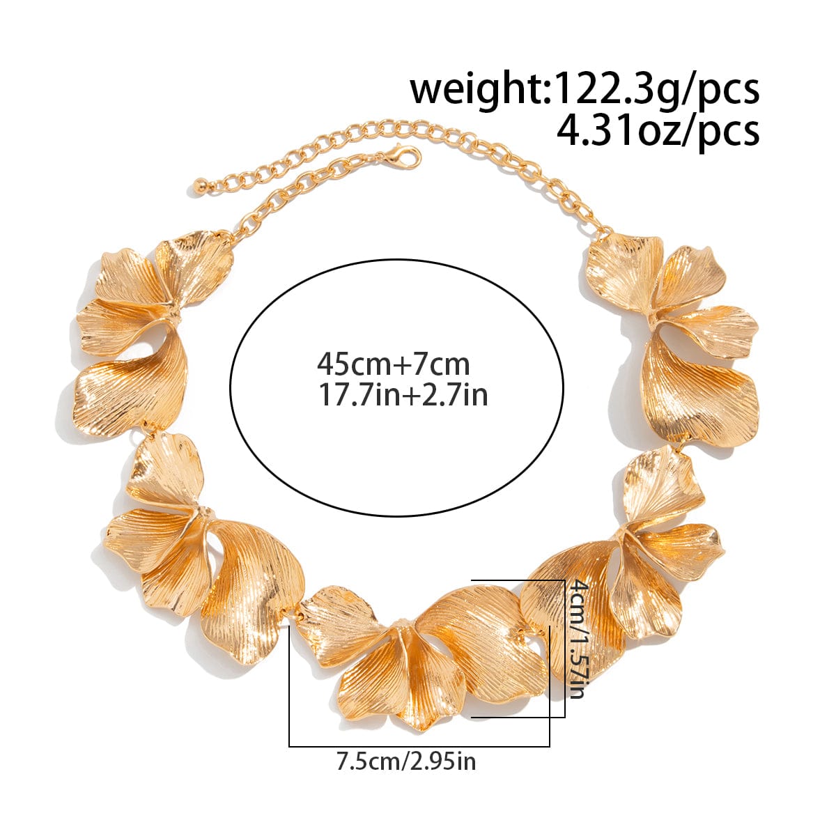 Irregular Chunky Pleated Flower Petal Necklace - ArtGalleryZen