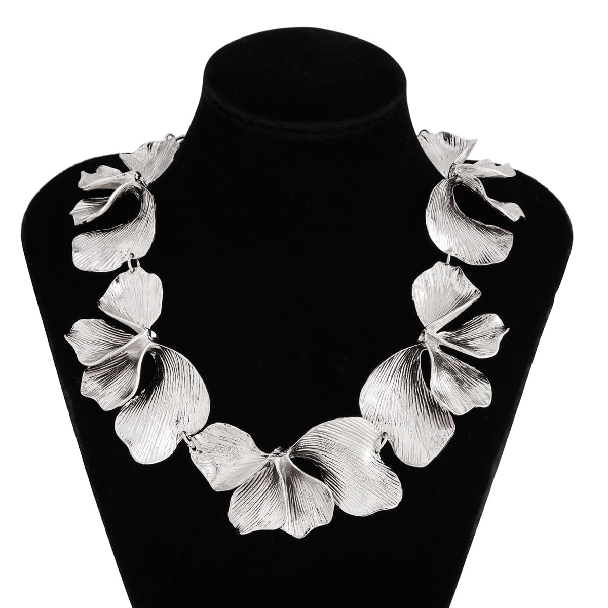 Irregular Chunky Pleated Flower Petal Necklace - ArtGalleryZen