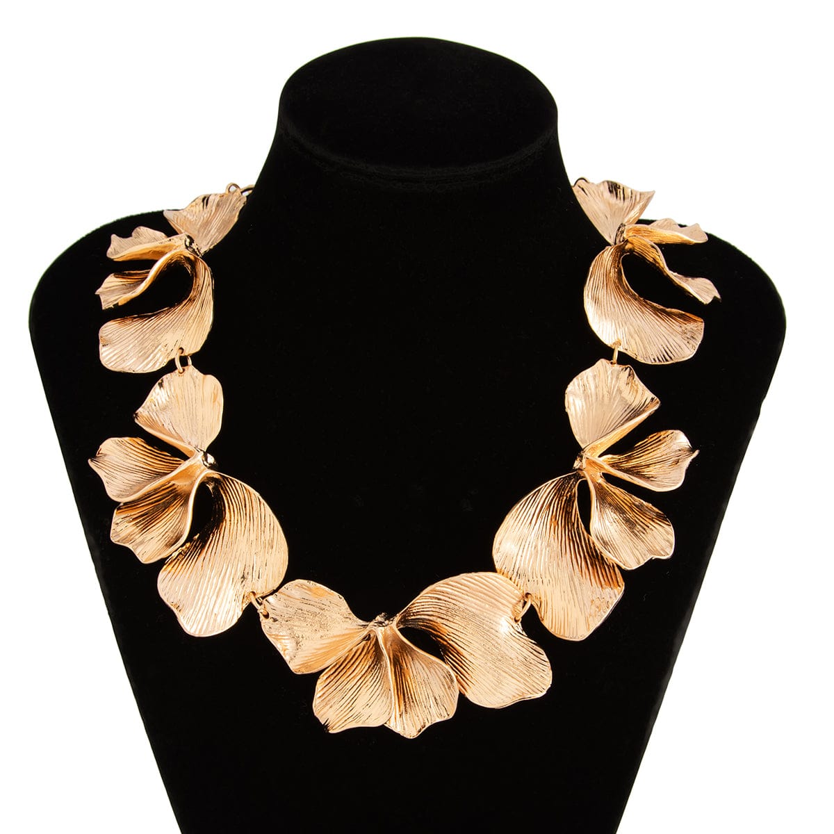 Irregular Chunky Pleated Flower Petal Necklace - ArtGalleryZen
