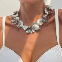Thumbnail for Irregular Chunky Pleated Flower Petal Necklace - ArtGalleryZen