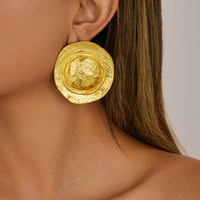 Thumbnail for Irregular Chunky Round Disk Stud Earrings - ArtGalleryZen