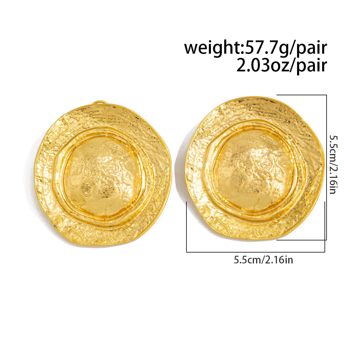 Irregular Chunky Round Disk Stud Earrings - ArtGalleryZen