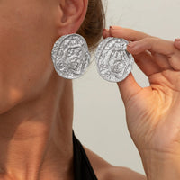 Thumbnail for Irregular Chunky Textured Oval Stud Earrings - ArtGalleryZen