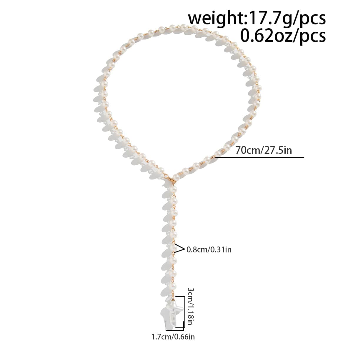 Irregular Cross Pearl Pendant Long Chain Y Necklace - ArtGalleryZen