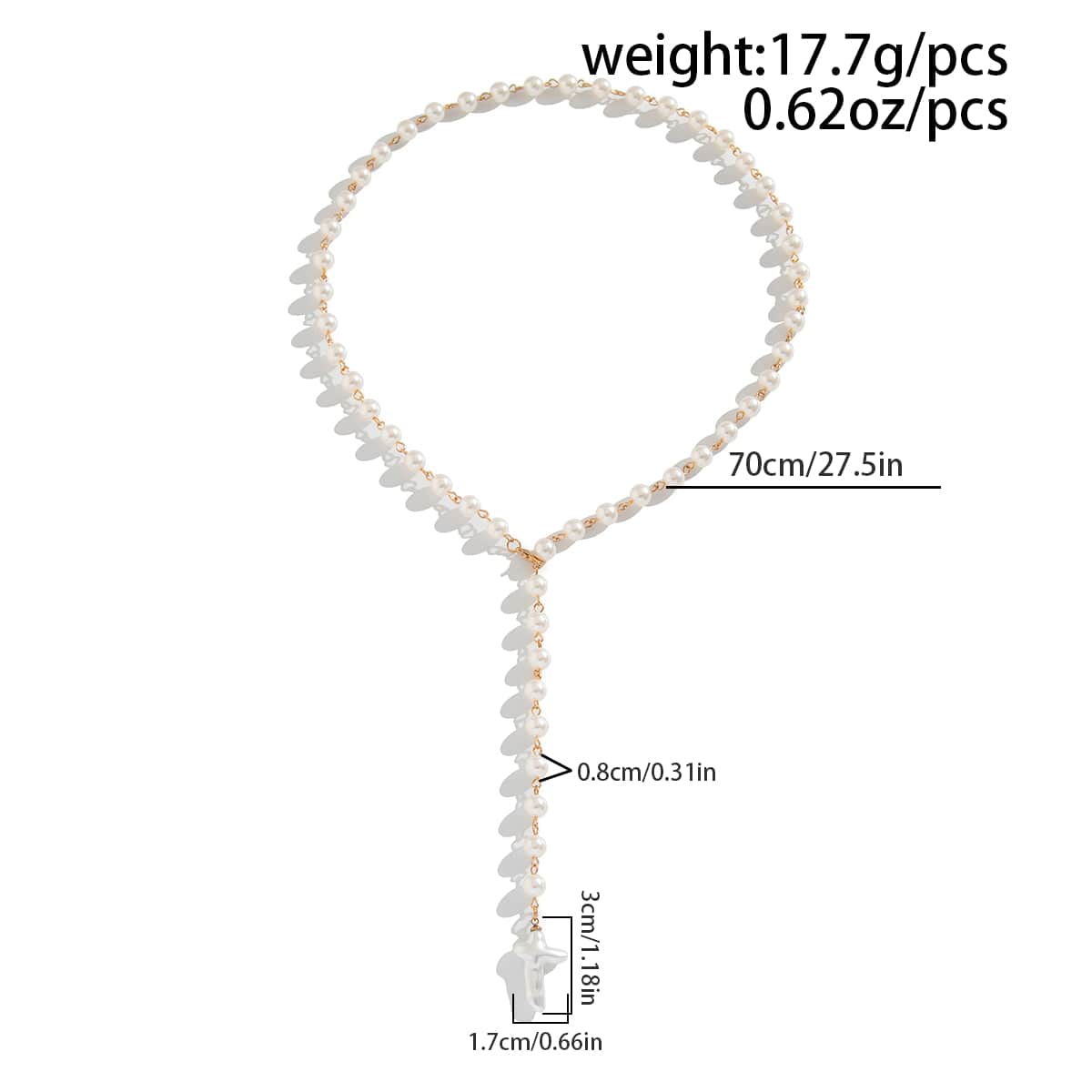 Irregular Cross Pearl Pendant Long Chain Y Necklace