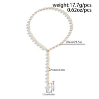 Thumbnail for Irregular Cross Pearl Pendant Long Chain Y Necklace