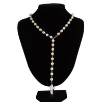 Thumbnail for Irregular Cross Pearl Pendant Long Chain Y Necklace