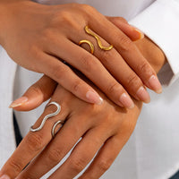 Thumbnail for Irregular Curved Hollow Open Ring - ArtGalleryZen