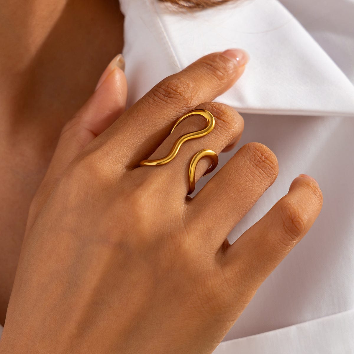 Irregular Curved Hollow Open Ring - ArtGalleryZen