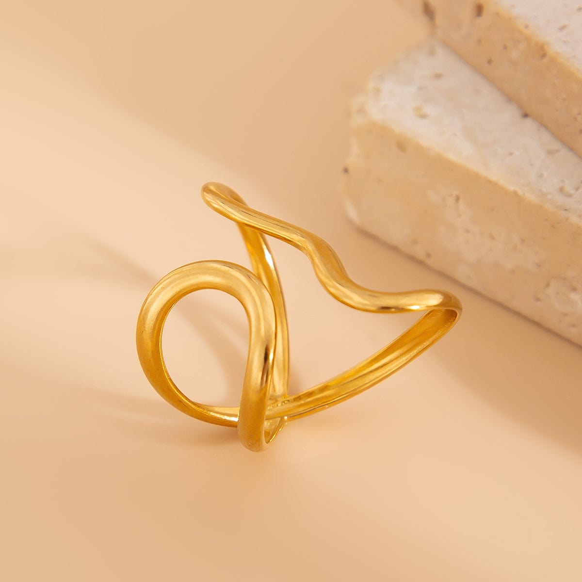 Irregular Curved Hollow Open Ring - ArtGalleryZen