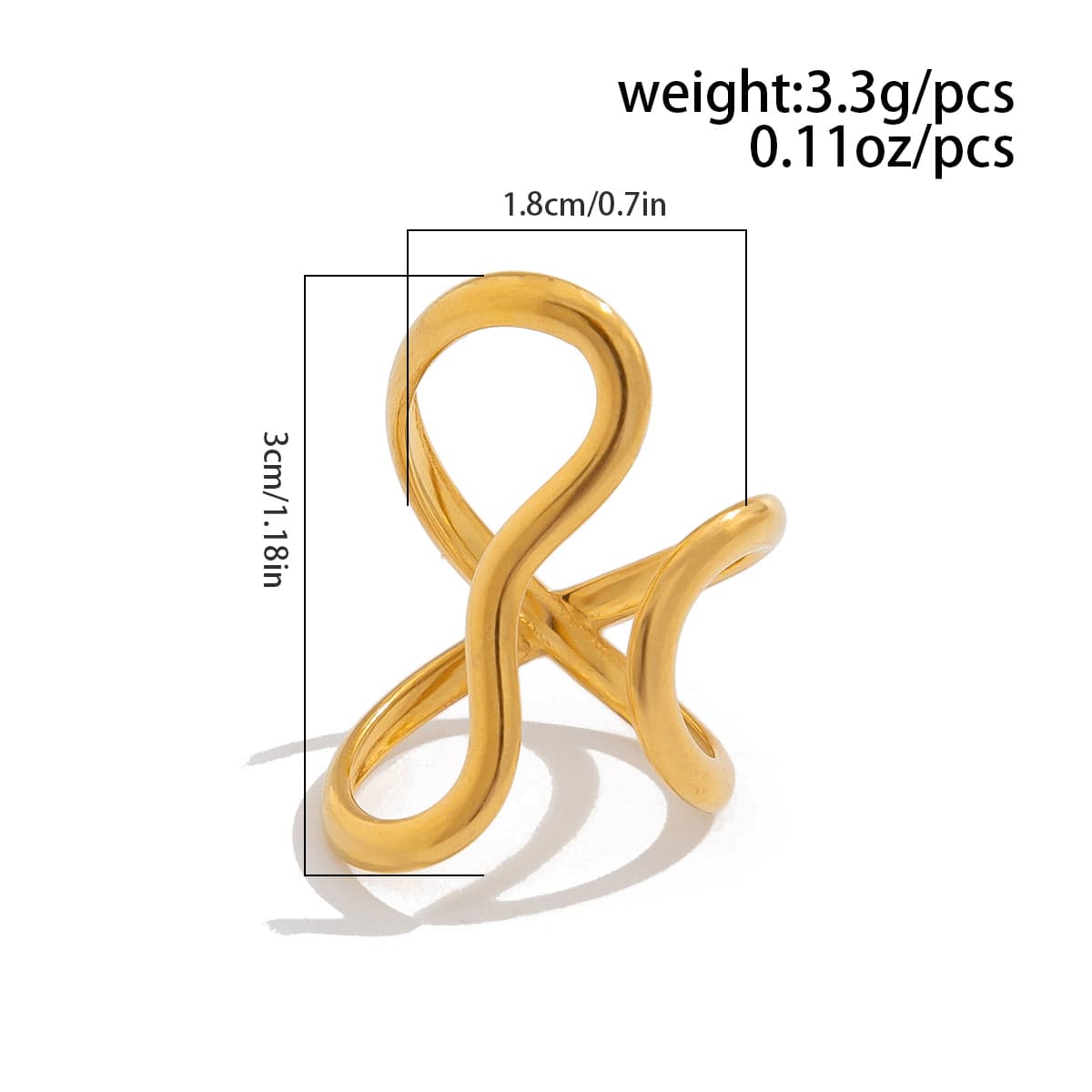 Irregular Curved Hollow Open Ring - ArtGalleryZen