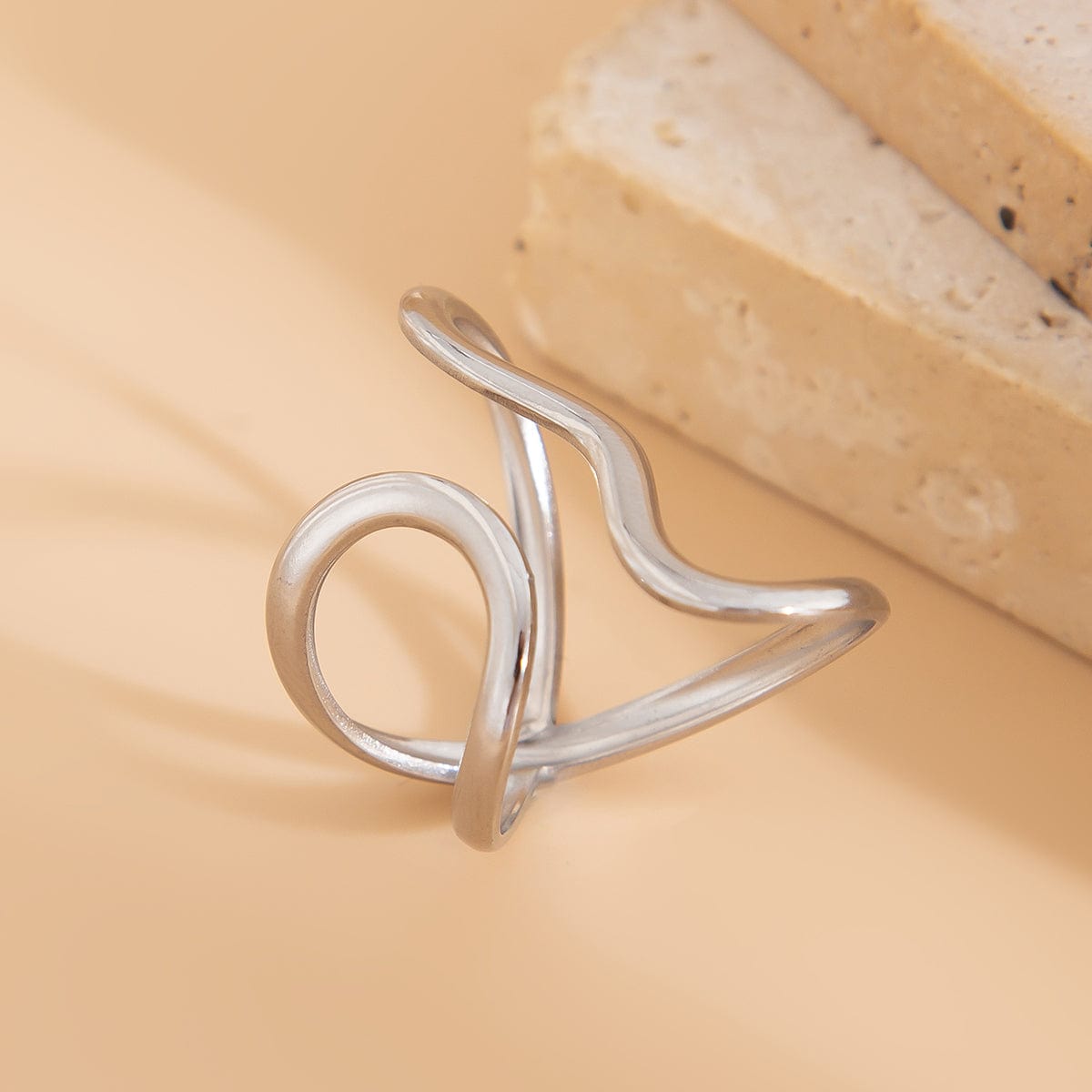 Irregular Curved Hollow Open Ring