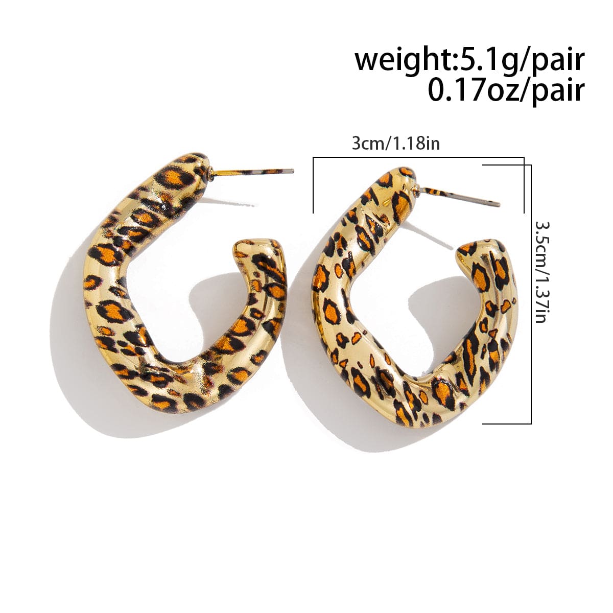 Irregular Curved Leopard C Shaped Stud Earrings