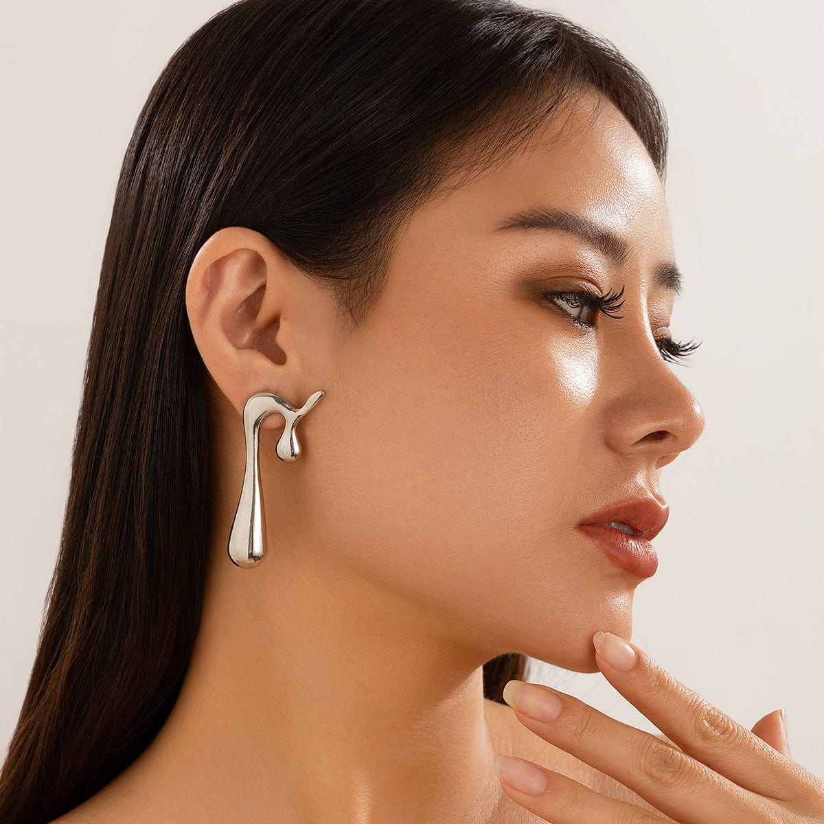 Irregular Flow Waterdrop Stud Earrings