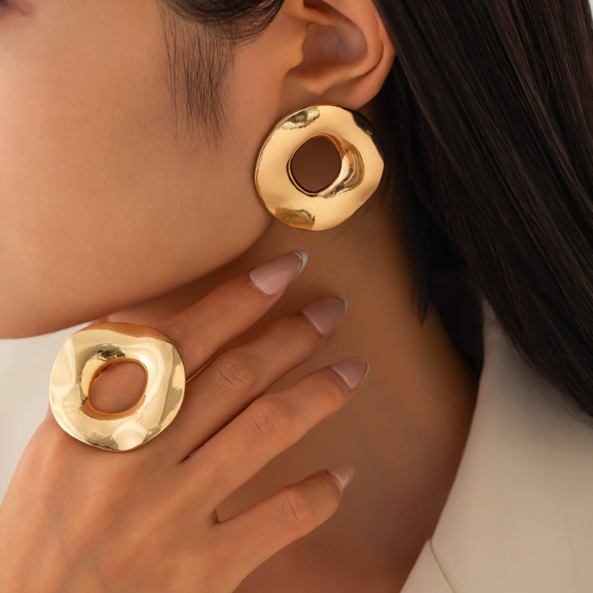 Irregular Gold Silver Plated Chunky Hoop Ring - ArtGalleryZen