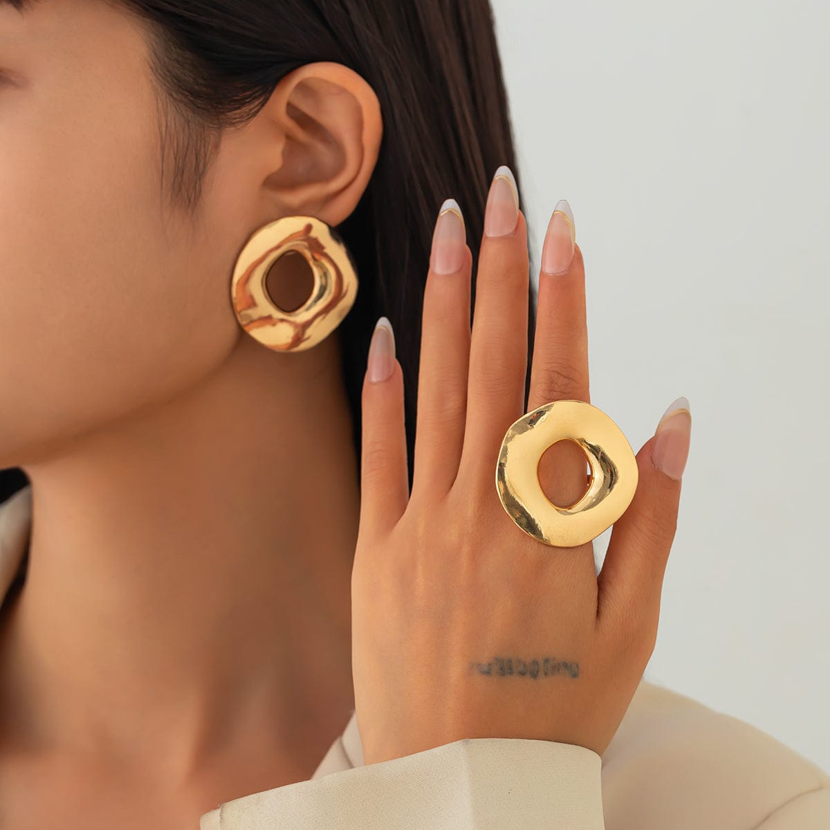 Irregular Gold Silver Plated Chunky Hoop Ring - ArtGalleryZen