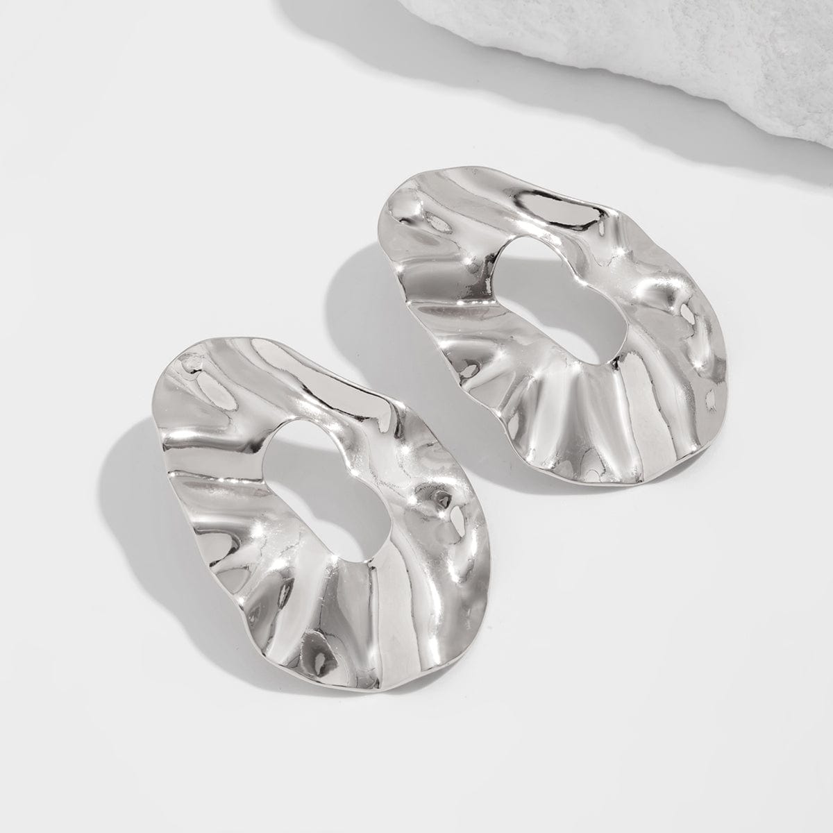 Irregular Gold Silver Plated Chunky Hoop Stud Earrings - ArtGalleryZen