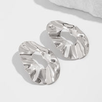 Thumbnail for Irregular Gold Silver Plated Chunky Hoop Stud Earrings - ArtGalleryZen