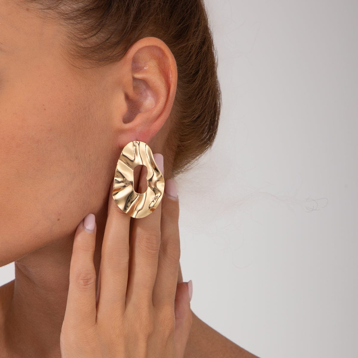 Irregular Gold Silver Plated Chunky Hoop Stud Earrings - ArtGalleryZen