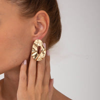 Thumbnail for Irregular Gold Silver Plated Chunky Hoop Stud Earrings - ArtGalleryZen