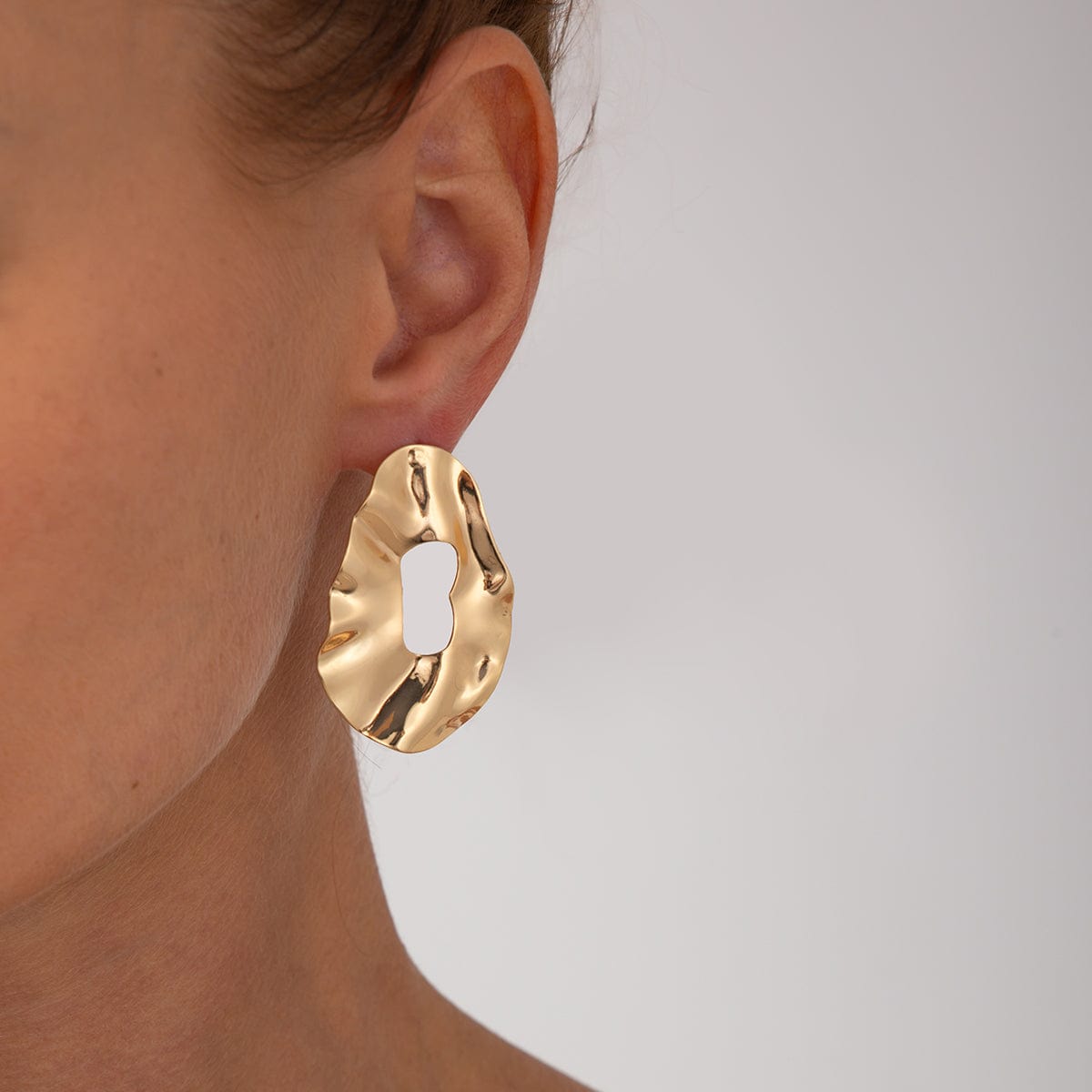 Irregular Gold Silver Plated Chunky Hoop Stud Earrings - ArtGalleryZen