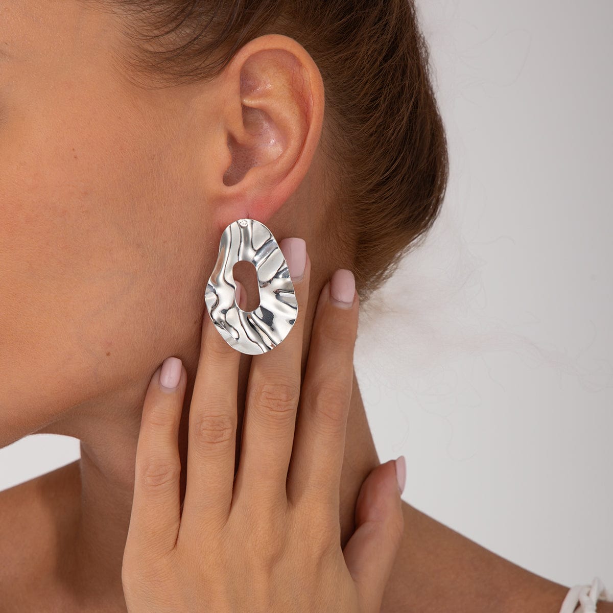 Irregular Gold Silver Plated Chunky Hoop Stud Earrings - ArtGalleryZen