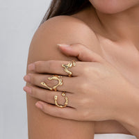 Thumbnail for Irregular Gold Silver Plated Flow Waterdrop Ring Set