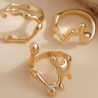 Thumbnail for Irregular Gold Silver Plated Flow Waterdrop Ring Set