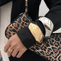 Thumbnail for Irregular Gold Silver Plated Glossy Wide Cuff Bangle Bracelet - ArtGalleryZen