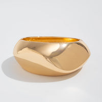 Thumbnail for Irregular Gold Silver Plated Glossy Wide Cuff Bangle Bracelet - ArtGalleryZen