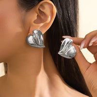 Thumbnail for Irregular Gold Silver Plated Heart Stud Earrings - ArtGalleryZen