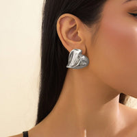 Thumbnail for Irregular Gold Silver Plated Heart Stud Earrings - ArtGalleryZen