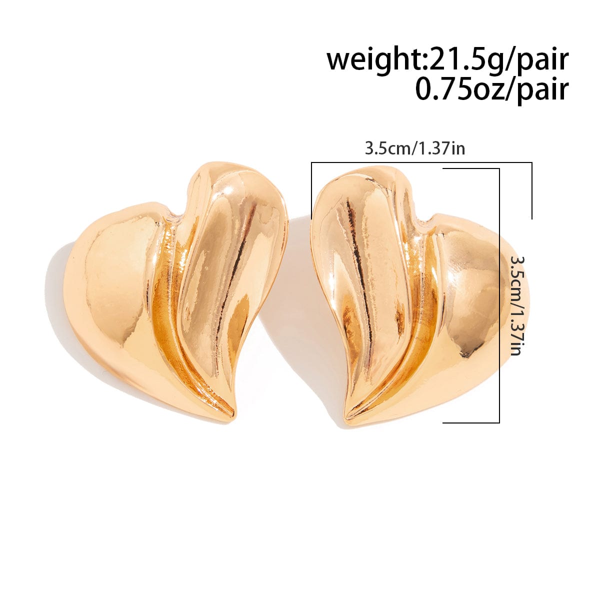 Irregular Gold Silver Plated Heart Stud Earrings - ArtGalleryZen