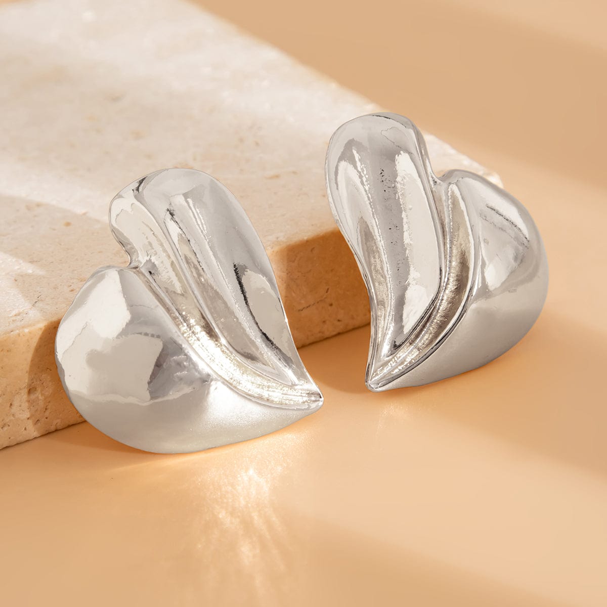 Irregular Gold Silver Plated Heart Stud Earrings - ArtGalleryZen