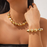 Thumbnail for Irregular Gold Silver Tone Beaded Chain Necklace Bracelet