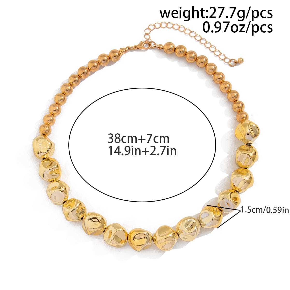 Irregular Gold Silver Tone Beaded Chain Necklace Bracelet