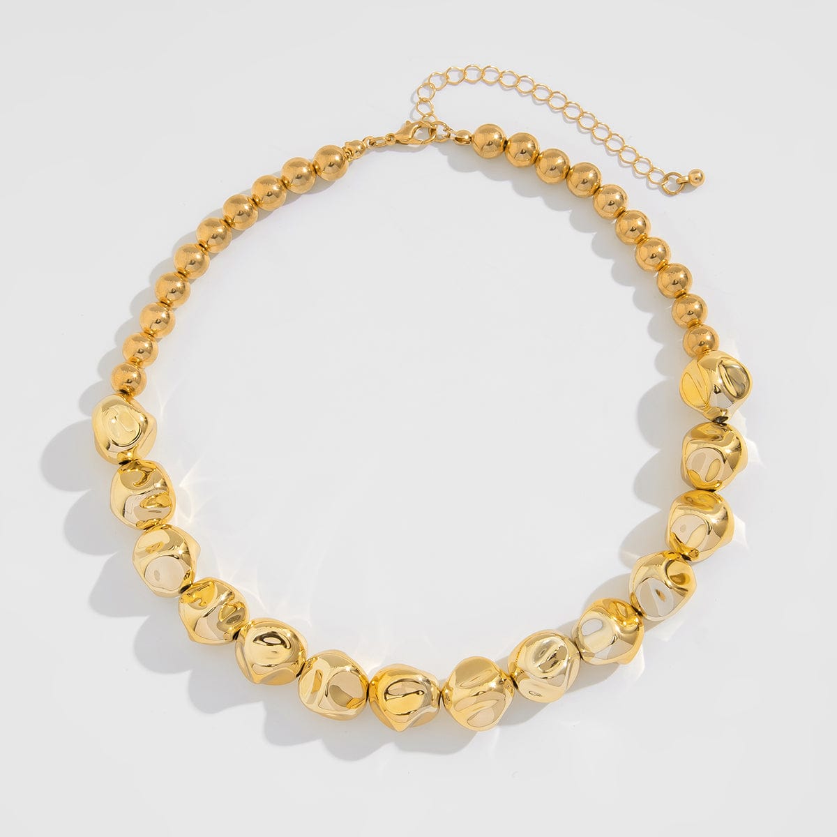 Irregular Gold Silver Tone Beaded Chain Necklace Bracelet