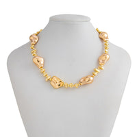 Thumbnail for Irregular Gold Silver Tone CCB Beaded Chain Necklace - ArtGalleryZen