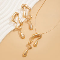 Thumbnail for Irregular Gold Silver Tone Liquid Waterdrop Earrings Necklace Set - ArtGalleryZen