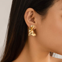 Thumbnail for Irregular Gold Silver Tone Pleated Pattern Earrings